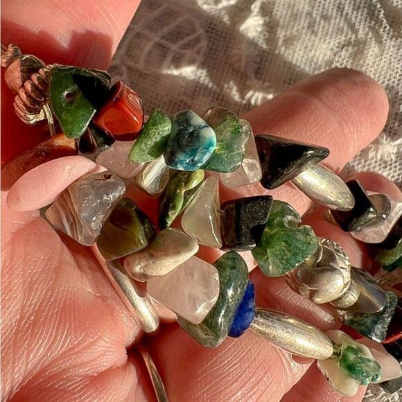 Artisan Crafted Heart & Tumbled Gemstone Bracelet - Picture 12 of 16